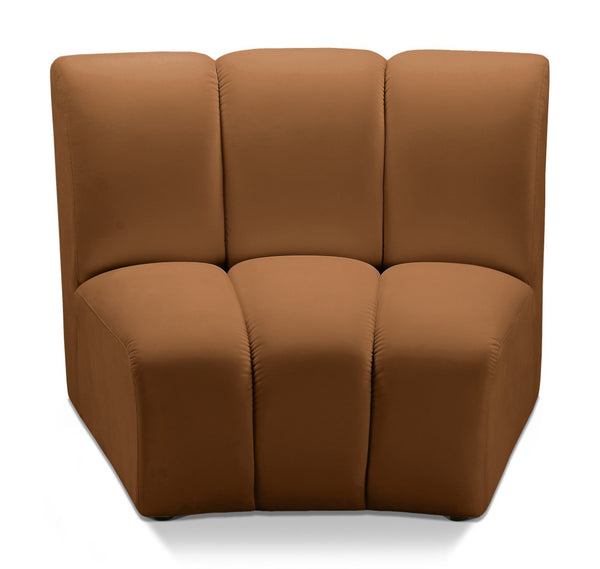 Meridian Furniture Infinity Channel Tufted Velvet Modular Accent Chair for Contemporary Living Room Decor Saddle 638Saddle-C