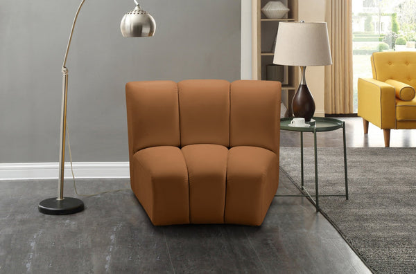 Meridian Furniture Infinity Channel Tufted Velvet Modular Accent Chair for Contemporary Living Room Decor Saddle 638Saddle-C