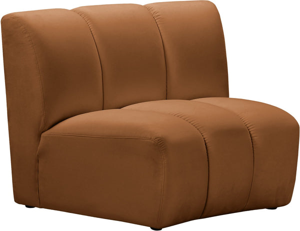 Meridian Furniture Infinity Channel Tufted Velvet Modular Accent Chair for Contemporary Living Room Decor Saddle 638Saddle-C