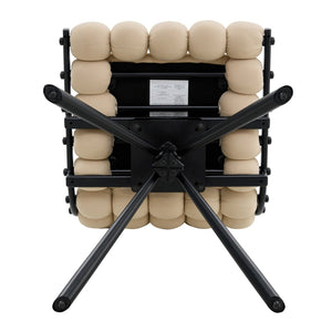 English Elm Set of 2 Velvet Bubble Chain Dining Chairs Sculptural Tufted Seats with Black Legs W1512P491455