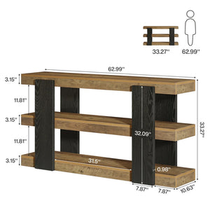 English Elm Sleek Wood Grain Console Table Geometric Base Slim Entryway Sofa Foyer Accent T3971P462328