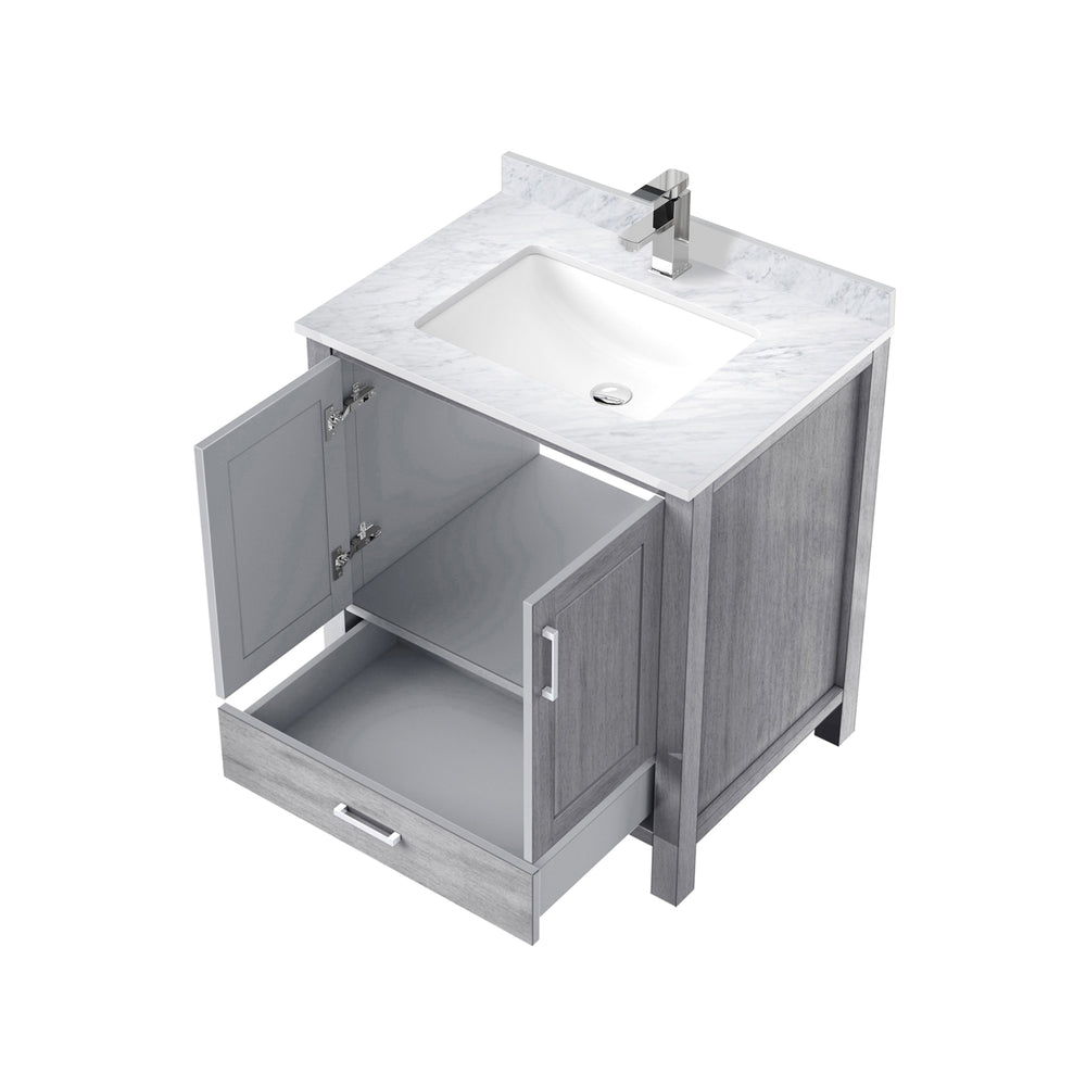 English Elm Distressed Grey 30" Bath Vanity with Carrara Marble Top, Soft-Close Storage & Chrome Faucet Set B2731P259005