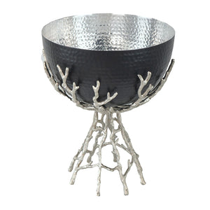 English Elm 11x11x13.8" Aluminum Twig Stand Bowl Nickel Matte Black Organic Modern Centerpiece W2078P489709