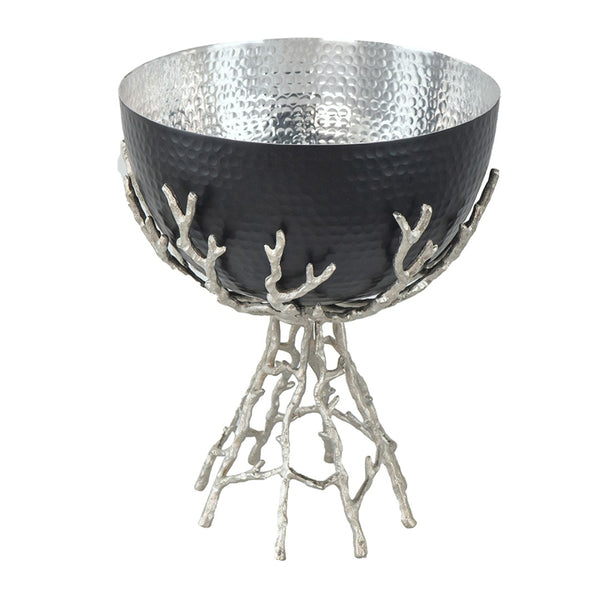 English Elm 11x11x13.8" Aluminum Twig Stand Bowl Nickel Matte Black Organic Modern Centerpiece W2078P489709
