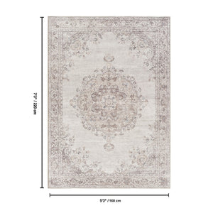 English Elm Oxford Traditional Medallion Ivory Polyester Area Rug Stain Resistant Living Room Accent B186P428897