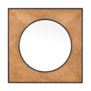 Kallista Taupe Mirror with Black Mahogany Trim and Sycamore Veneer for Elegant Home Décor