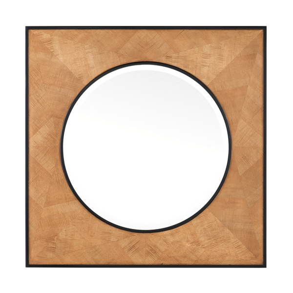 Kallista Taupe Mirror with Black Mahogany Trim and Sycamore Veneer for Elegant Home Décor