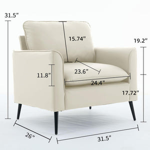 English Elm TS Cat paw leather upholstered sofa modern Nordic retro lounge chair with breathable faux-leather comfort pillows Cream White W2311P345745