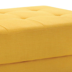 English Elm Contemporary Yellow Fabric Ottoman 16"H x 57"W x 28"D — Bright Versatile Seating, Footrest, No Assembly Needed B078108246