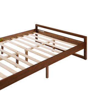 English Elm Christopher Knight Home® - Walnut Solid Wood Queen Bed with Headboard, Silent High-Density Slats, 800 lb Capacity Frame N758P268774N