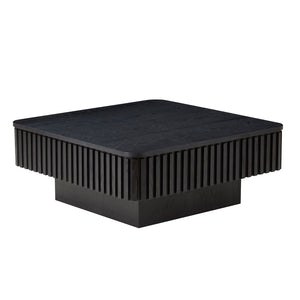 English Elm 35.43 Inch Square Lift Top Coffee Table Wood Veneer Hidden Storage Modern Living Room Black W2582P401472