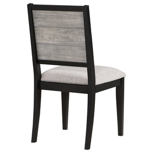 English Elm Dutchie Dove Grey Upholstered Dining Side Chairs Set of 2 — Black Wood Frame, Tapered Back Comfort B062P376002