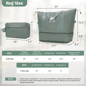 English Elm 6 Piece Hardshell Abs Travel Set with Spinner Wheels Combination Lock and Toiletry Bag Army Green N732P391465F