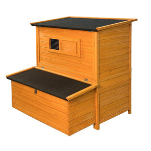 English Elm Chicken Coop Spruce Wood Double House for 8 Birds with Nesting Boxes Flip Roof W3166P436704