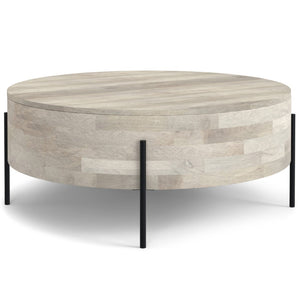 HomeRoots 38" White Round Solid Wood Coffee Table - Elegant, Durable Design for Living Rooms & Offices 639063