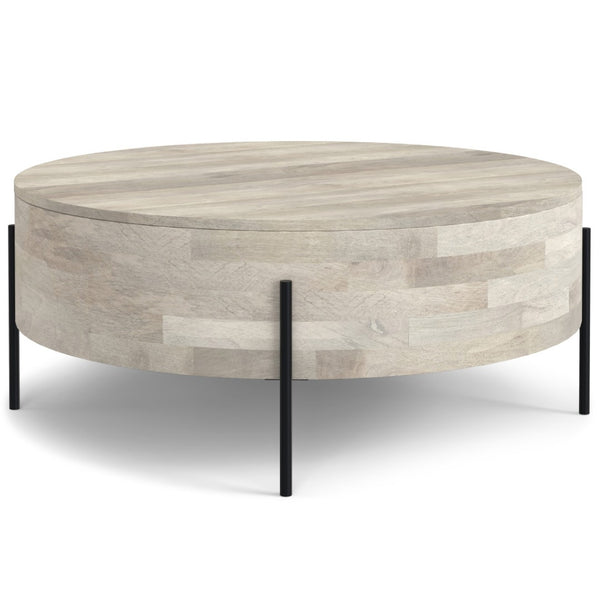 HomeRoots 38" White Round Solid Wood Coffee Table - Elegant, Durable Design for Living Rooms & Offices 639063