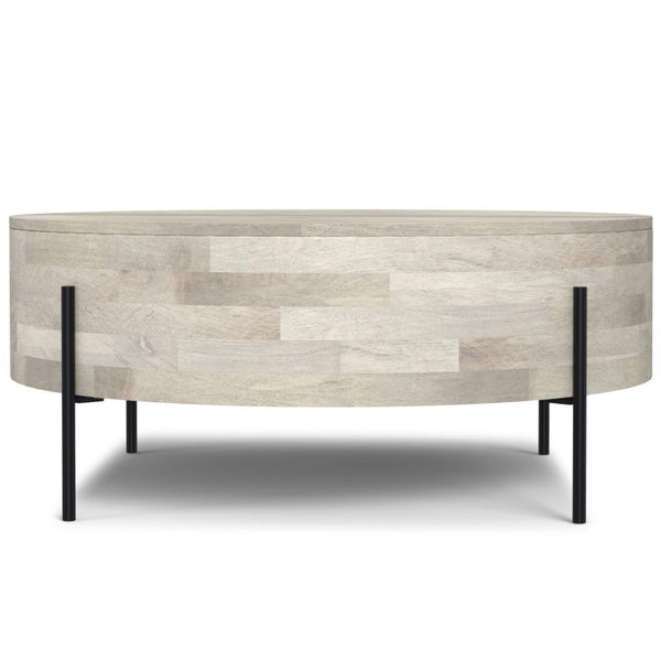 HomeRoots 38" White Round Solid Wood Coffee Table - Elegant, Durable Design for Living Rooms & Offices 639063