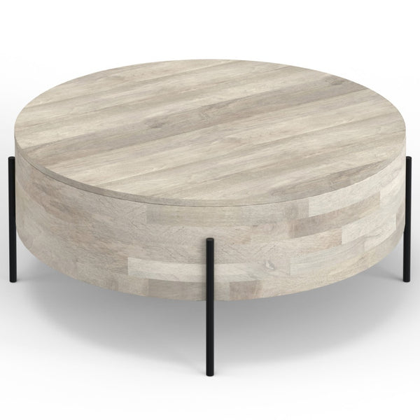 HomeRoots 38" White Round Solid Wood Coffee Table - Elegant, Durable Design for Living Rooms & Offices 639063