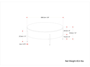HomeRoots 38" White Round Solid Wood Coffee Table - Elegant, Durable Design for Living Rooms & Offices 639063