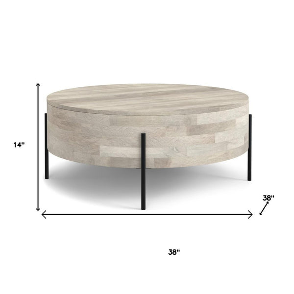 HomeRoots 38" White Round Solid Wood Coffee Table - Elegant, Durable Design for Living Rooms & Offices 639063