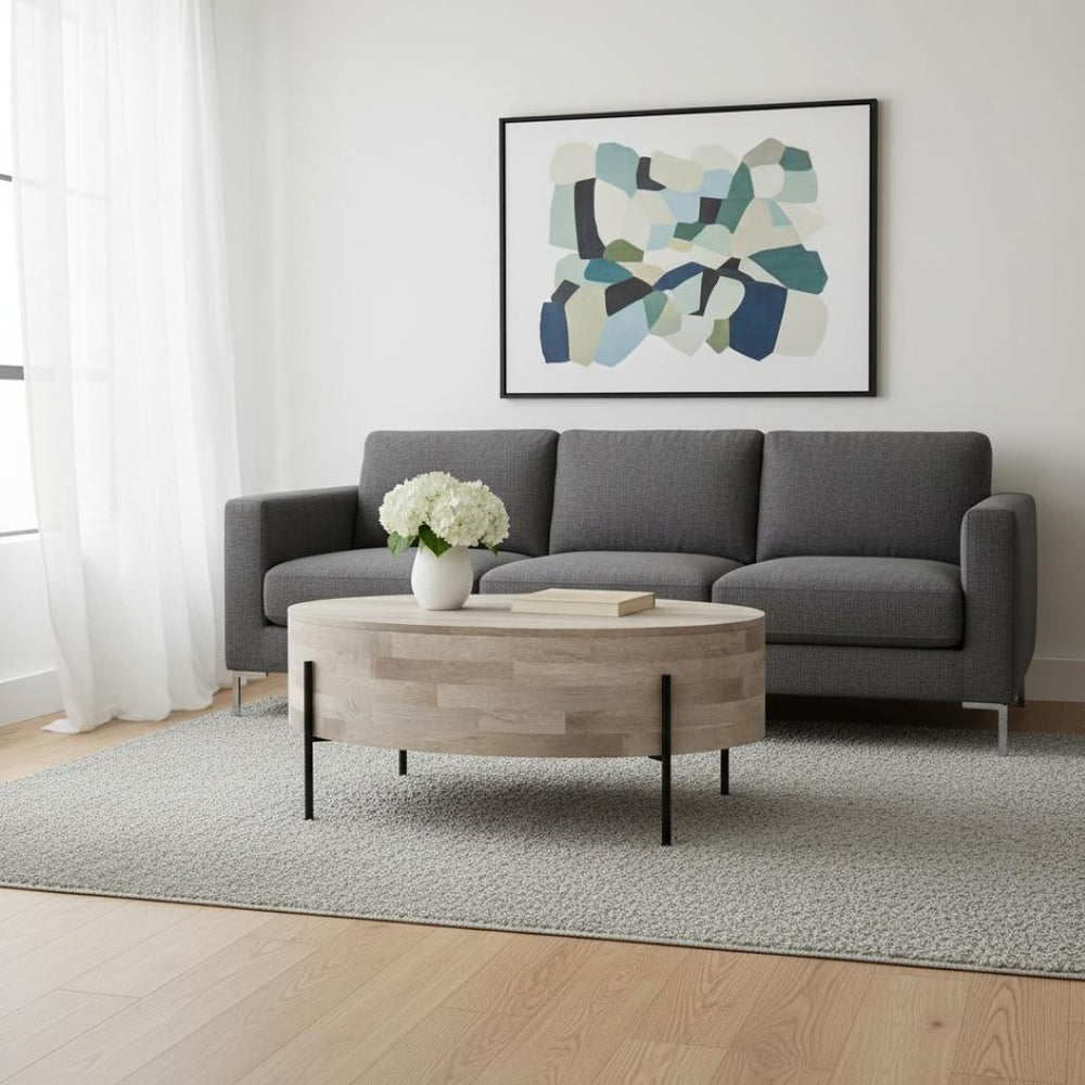 HomeRoots 38" White Round Solid Wood Coffee Table - Elegant, Durable Design for Living Rooms & Offices 639063