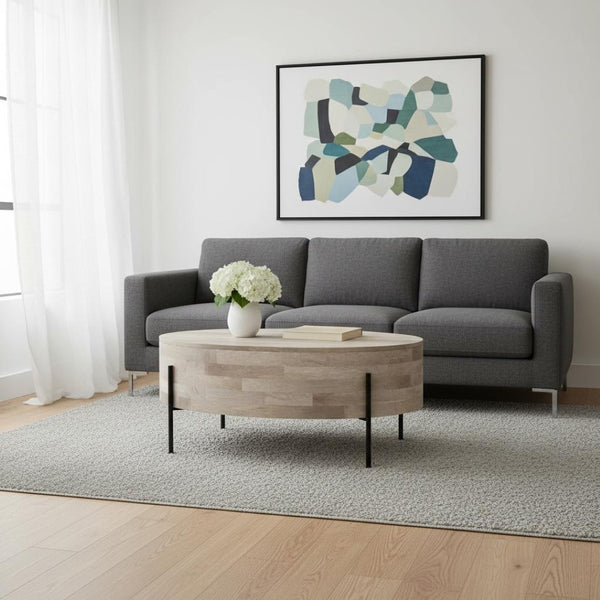 HomeRoots 38" White Round Solid Wood Coffee Table - Elegant, Durable Design for Living Rooms & Offices 639063