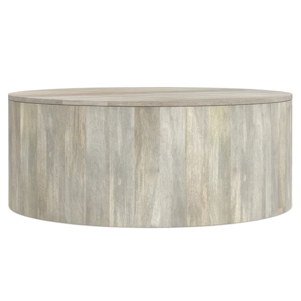 HomeRoots 36" White Solid Wood Round Coffee Table - Modern Minimalist Design for Living Rooms & Offices 639064