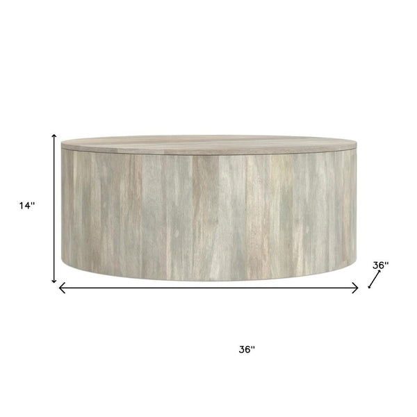 HomeRoots 36" White Solid Wood Round Coffee Table - Modern Minimalist Design for Living Rooms & Offices 639064