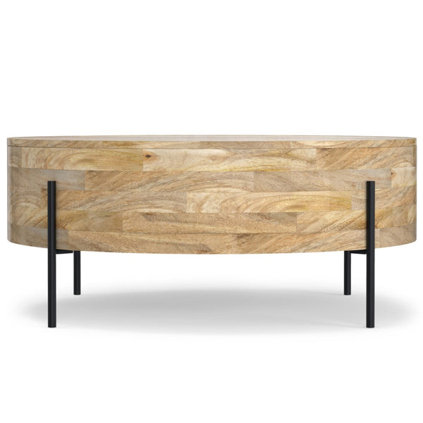 HomeRoots 38" Natural Solid Wood Round Coffee Table - Durable Mango Construction, Modern Design for Any Space 639065