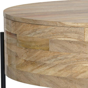 HomeRoots 38" Natural Solid Wood Round Coffee Table - Durable Mango Construction, Modern Design for Any Space 639065