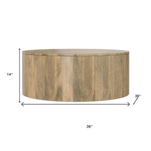 HomeRoots 36" Brown Solid Mango Wood Round Coffee Table - Stylish, Durable, and Perfect for Any Space! 639066