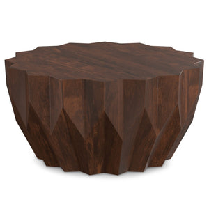 HomeRoots 34" Walnut Solid Wood Free Form Coffee Table - Unique Organic Design for Modern Living Spaces 639067