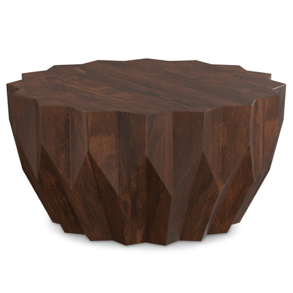 HomeRoots 34" Walnut Solid Wood Free Form Coffee Table - Unique Organic Design for Modern Living Spaces 639067