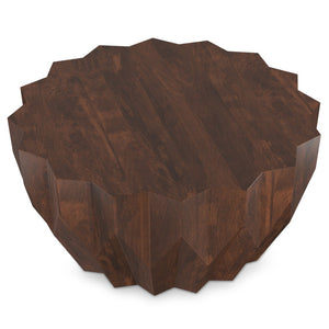 HomeRoots 34" Walnut Solid Wood Free Form Coffee Table - Unique Organic Design for Modern Living Spaces 639067