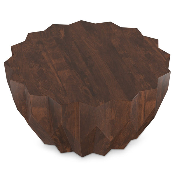 HomeRoots 34" Walnut Solid Wood Free Form Coffee Table - Unique Organic Design for Modern Living Spaces 639067