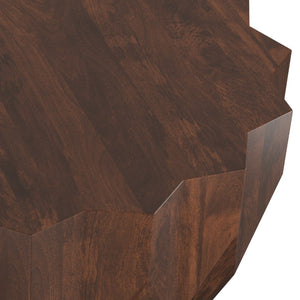 HomeRoots 34" Walnut Solid Wood Free Form Coffee Table - Unique Organic Design for Modern Living Spaces 639067