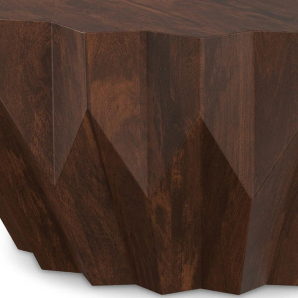 HomeRoots 34" Walnut Solid Wood Free Form Coffee Table - Unique Organic Design for Modern Living Spaces 639067