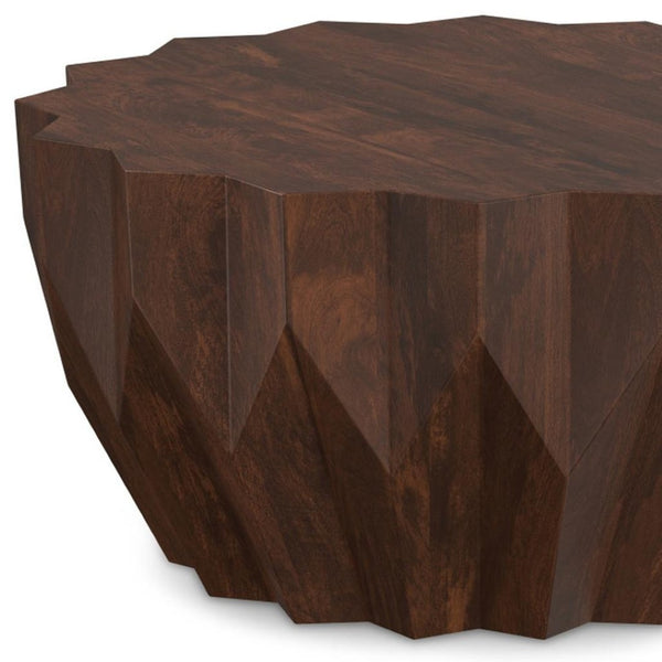 HomeRoots 34" Walnut Solid Wood Free Form Coffee Table - Unique Organic Design for Modern Living Spaces 639067