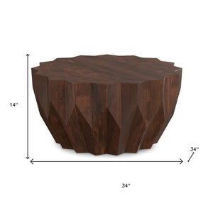 HomeRoots 34" Walnut Solid Wood Free Form Coffee Table - Unique Organic Design for Modern Living Spaces 639067
