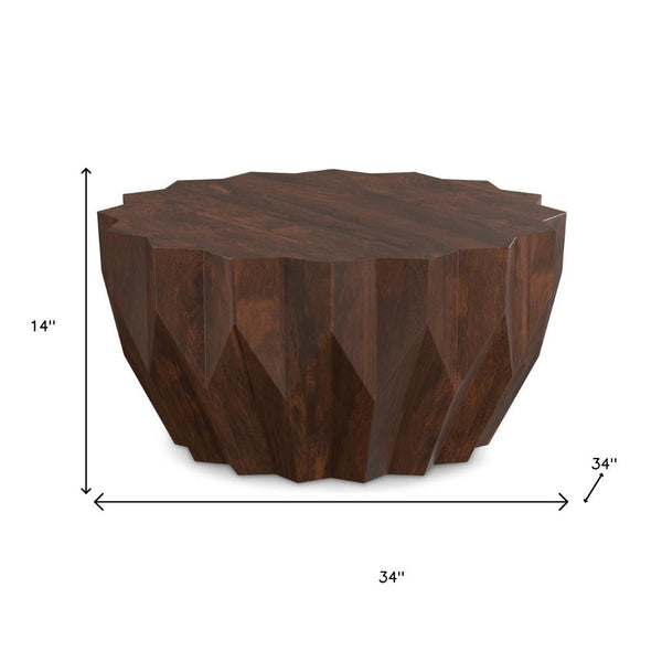 HomeRoots 34" Walnut Solid Wood Free Form Coffee Table - Unique Organic Design for Modern Living Spaces 639067