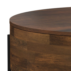 HomeRoots 38" Brown Solid Wood Round Coffee Table - Durable, Stylish, Low-Profile Design for Any Space 639068