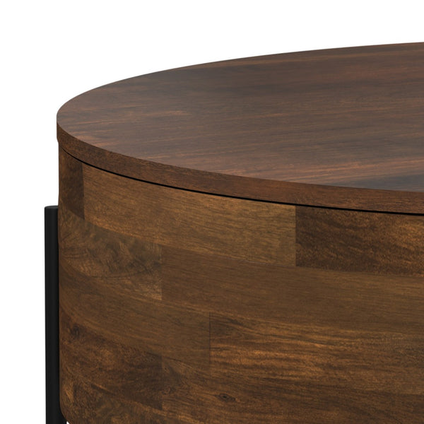 HomeRoots 38" Brown Solid Wood Round Coffee Table - Durable, Stylish, Low-Profile Design for Any Space 639068