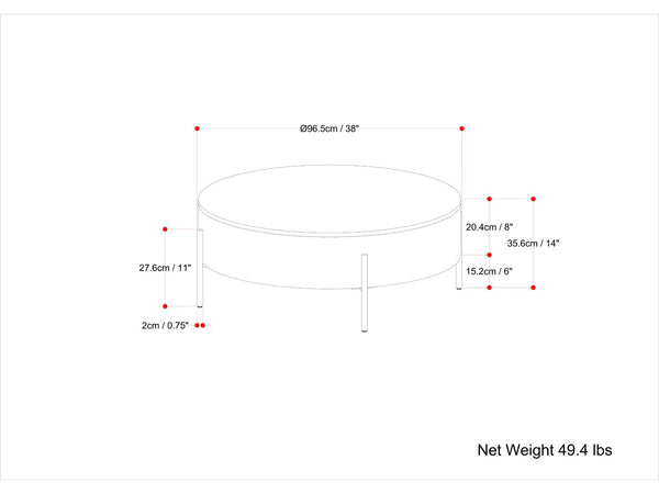 HomeRoots 38" Brown Solid Wood Round Coffee Table - Durable, Stylish, Low-Profile Design for Any Space 639068