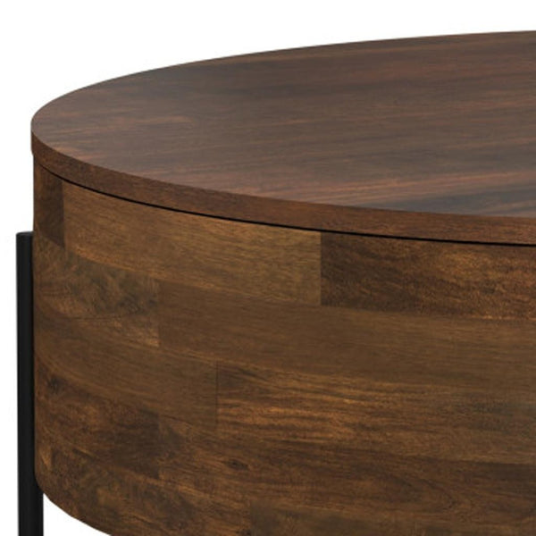 HomeRoots 38" Brown Solid Wood Round Coffee Table - Durable, Stylish, Low-Profile Design for Any Space 639068