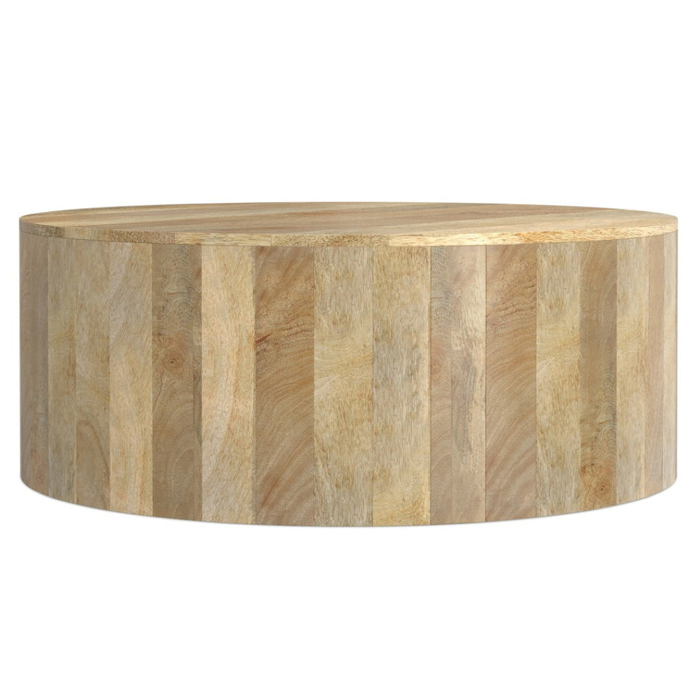 HomeRoots 36" Natural Mango Wood Round Coffee Table - Modern, Versatile Design for Any Living Space! 639069