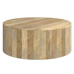 HomeRoots 36" Natural Mango Wood Round Coffee Table - Modern, Versatile Design for Any Living Space! 639069