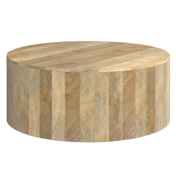 HomeRoots 36" Natural Mango Wood Round Coffee Table - Modern, Versatile Design for Any Living Space! 639069