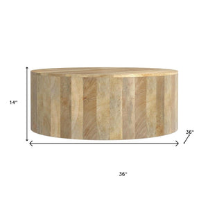 HomeRoots 36" Natural Mango Wood Round Coffee Table - Modern, Versatile Design for Any Living Space! 639069