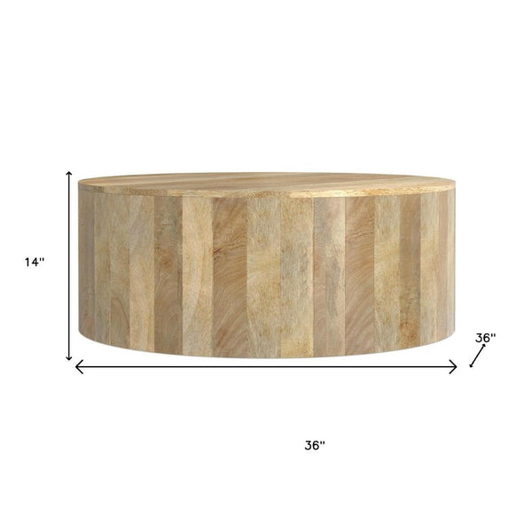 HomeRoots 36" Natural Mango Wood Round Coffee Table - Modern, Versatile Design for Any Living Space! 639069