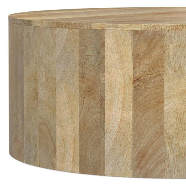 HomeRoots 36" Natural Mango Wood Round Coffee Table - Modern, Versatile Design for Any Living Space! 639069